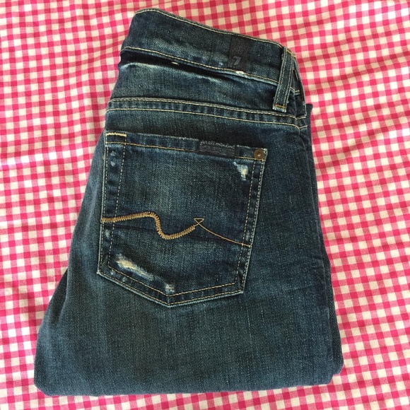 7 For All Mankind Distressed Bootcut Jeans - Picture 8 of 8